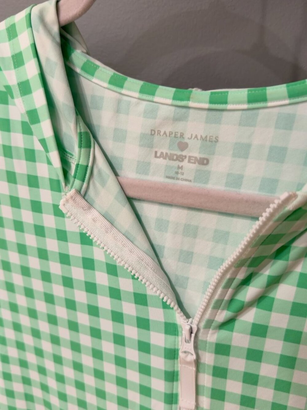 Draper James x Lands’ End Gingham Hooded Rash Guard Jacket M - Picture 6 of 6
